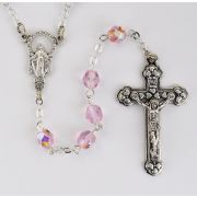 6mm Aurora Borealis Finish Beads Rose/October Rosary