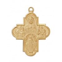 Gold Over Sterling Silver Silver 4-way Medal