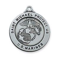 Plated Pewter Marines Medal Includes 24" Rhodium Plated Chain