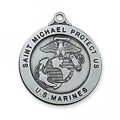 Plated Pewter Marines Medal Includes 24" Rhodium Plated Chain - 735365675517 - AN650MRN