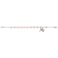 6 1/2 inch Pink Heart Bracelet Silver Crucifix/Miraculous Medal