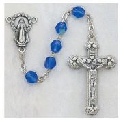 6mm Aurora Borealis Finish Beads Sapphire/September Rosary