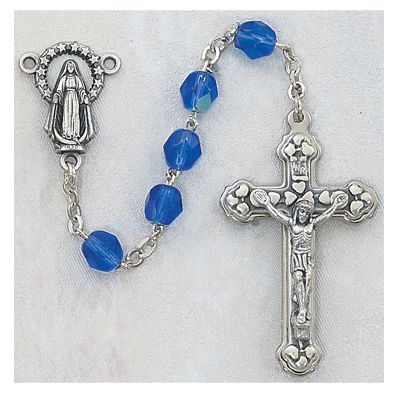 6mm Aurora Borealis Finish Beads Sapphire/September Rosary 735365527526 - 120-BLR