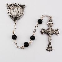 Black Guardian Angel Rosary w/Pewter Crucifix/Center