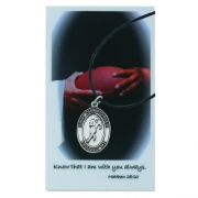 Boys Football Prayer Card Set Pewter Metal w/Leather Cord