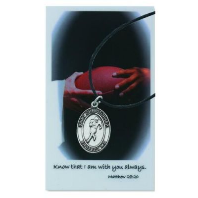 Boys Football Prayer Card Set Pewter Metal w/Leather Cord 735365309153 - PSD770FT