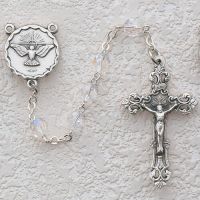 Crystal Beads Holy Spirit Rosary w/Silver Oxide Crucifix/Center