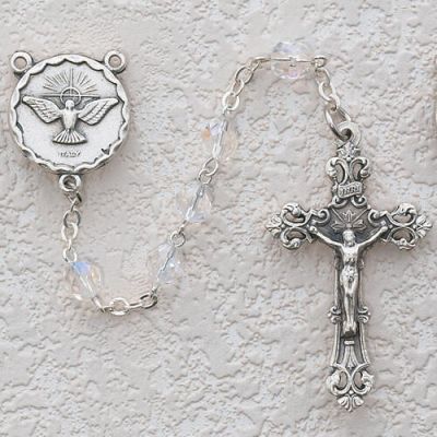 Crystal Beads Holy Spirit Rosary w/Silver Oxide Crucifix/Center - 735365594122 - R263SF