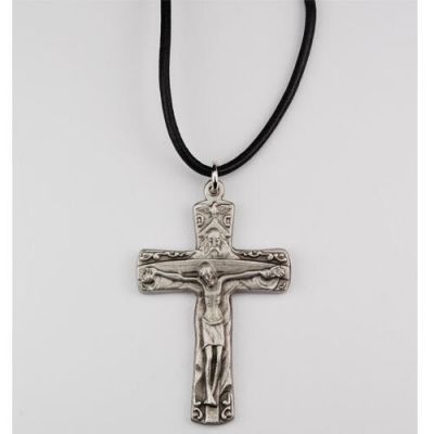 Pewter Trinity Crucifix w/Leather Cord 735365754816 - D9128LC
