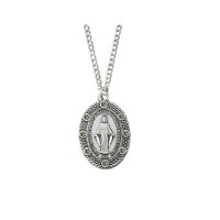 Rhodium Finish Crystal Miraculous Medal April