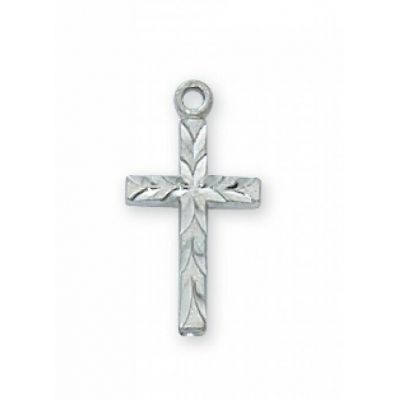 Rhodium Finish Engraved Cross 16 inch Necklace Chain / Gift Box 2Pk - 735365564187 - RC8001