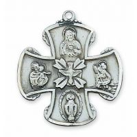 Sterling Silver 4-way Cross 24 inch Necklace & Gift Box