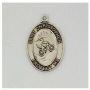 Sterling Silver Boys Biking Medal 24 Inch Necklace Chain/Gift Box