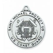 Sterling Silver Coast Guard Medal 24 Inch Necklace Chain/Gift Box
