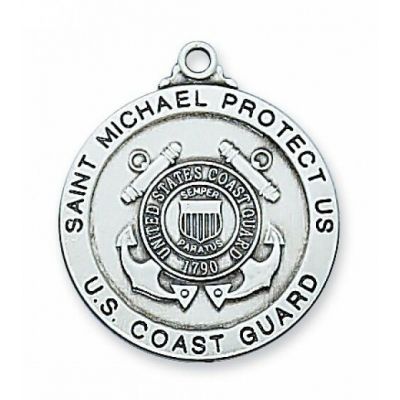 Sterling Silver Coast Guard Medal 24 Inch Necklace Chain/Gift Box - 735365532667 - L650CG