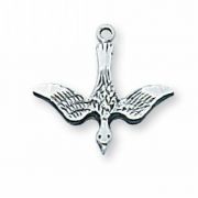 Sterling Silver Holy Spirit 18 Inch Necklace Rhodium Chain/Gift Box