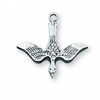 Sterling Silver Holy Spirit 18 Inch Necklace Rhodium Chain/Gift Box - 735365123292 - L42