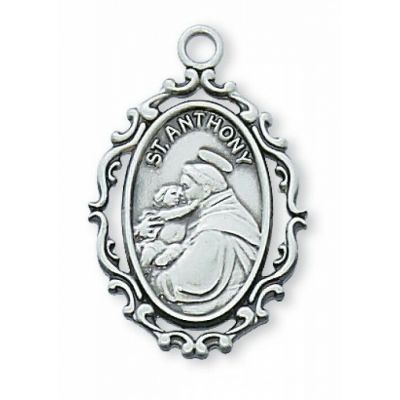 Sterling Silver Saint Anthony 18 inch Necklace Chain & Gift Box - 735365632619 - L621AN