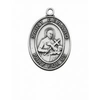 Sterling Silver Saint Gerard Medal w/18 Inch Rhodium /Red Gift Box