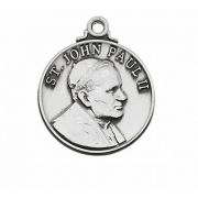 Sterling Silver Saint John Paul II w/20" Necklace Chain/Gift Box