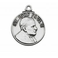 Sterling Silver Saint John Paul II w/20" Necklace Chain/Gift Box