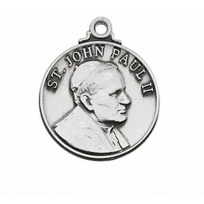 Sterling Silver Saint John Paul II w/20" Necklace Chain/Gift Box - 735365291250 - L697