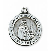 Sterling Silver Saint Martin De Porres w/20 inch Chain & Gift Box