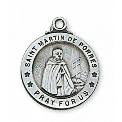 Sterling Silver Saint Martin De Porres w/20 inch Chain & Gift Box - 735365486809 - L600MDP