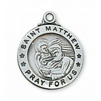 Sterling Silver Saint Matthew Evangelist 20 Inch Necklace Chain/Box