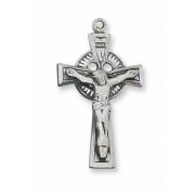 Sterling Silver Small 1-2/16 inch Crucifix 18 inch Necklace Chain