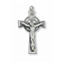 Sterling Silver Small 1-2/16 inch Crucifix 18 inch Necklace Chain