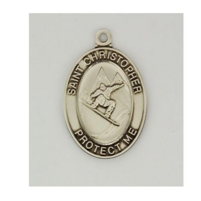 Sterling Silver Snowbarding Medal 24 Inch Necklace Chain/Gift Box - 735365410767 - L675SNB