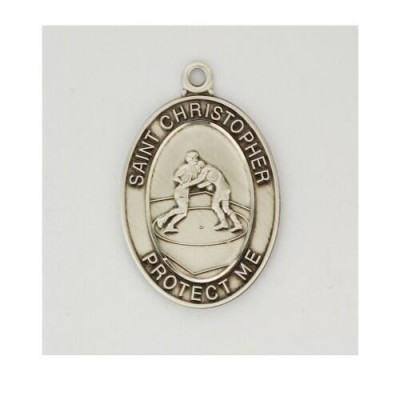 Sterling Silver Wrestling Medal 24 inch Chain & Gift Box - 735365411061 - L675WR