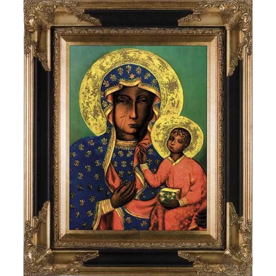 Our Lady of Czestochowa Canvas - Black and Gold Framed Wall Art - - RMC-136-2 Our Lady of Czestochowa Canvas - Black and Gold Framed Wall Art - - RMC-136-2
