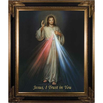 Divine Mercy Canvas - Dark Museum Framed Wall Art - - RMC-35-2 Divine Mercy Canvas - Dark Museum Framed Wall Art - - RMC-35-2