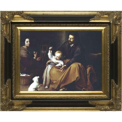 Holy Family w/Bird by Murillo Canvas Black & Gold Museum Wall Art -  - RMC-925-2