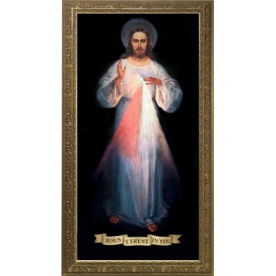 Vilnius Divine Mercy Canvas with Gold Frame - - NWC-32-8 Vilnius Divine Mercy Canvas with Gold Frame - - NWC-32-8