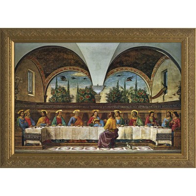 The Last Supper by Domenico Ghirlandaio Church-Sized Framed Canvas Art - - NWC-139 The Last Supper by Domenico Ghirlandaio Church-Sized Framed Canvas Art - - NWC-139
