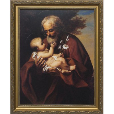 Saint Joseph (Older) Church-Sized Framed Canvas Art - - NWC-1407 Saint Joseph (Older) Church-Sized Framed Canvas Art - - NWC-1407