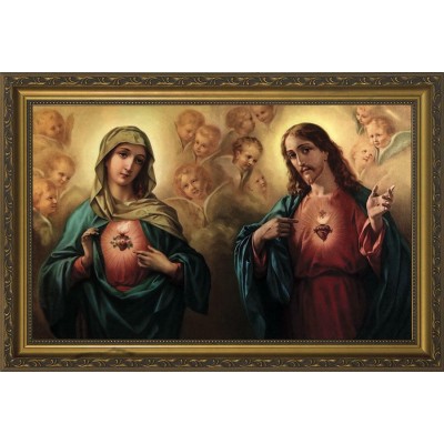 Sacred and Immaculate Hearts Church-Sized Framed Canvas Art - - NWC-55 Sacred and Immaculate Hearts Church-Sized Framed Canvas Art - - NWC-55