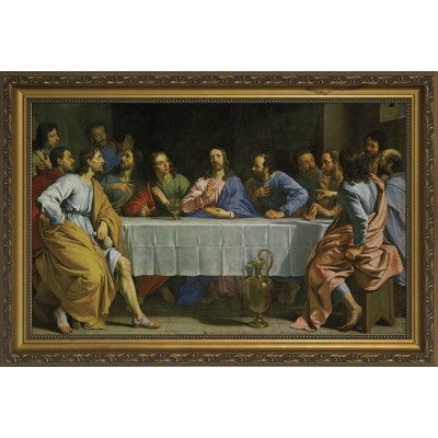 Last Supper by Champaigne Church-Sized Framed Canvas Art - - NWC-681 Last Supper by Champaigne Church-Sized Framed Canvas Art - - NWC-681