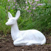 Sitting Deer Fawn Fiber Stone Resin Indoor/Outdoor Statue/Sculpture