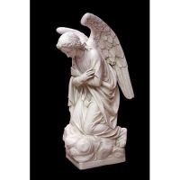 Adoration Kneeling Angel (Crossed) 56in. Fiberglass Outdoor Statue