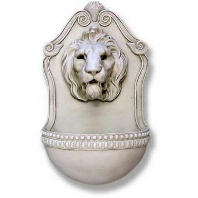 Aged Lion Wall Fountain 23in. Fiberglass Outdoor Wall Mount Statue -  - F9072
