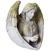 Angel Birdfeeder - Fiber Stone Resin - Indoor/Outdoor Garden Statue