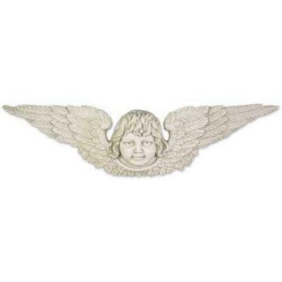 Angel Head/Wings Facade 42in Fiberglass Outdoor Wall Mount Statue -  - F7387