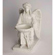 Angel w/Dish 8in. - Fiberglass - Indoor/Outdoor Garden Statue