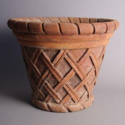 Basket Weave 16x12.5in. High Fiberglass In/Outdoor Planter -  - F60047