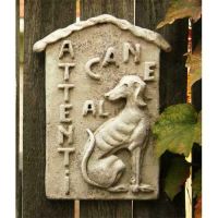 Beware Of Dog Plaque 15in. Fiber Stone Resin Outdoor Wall Mount