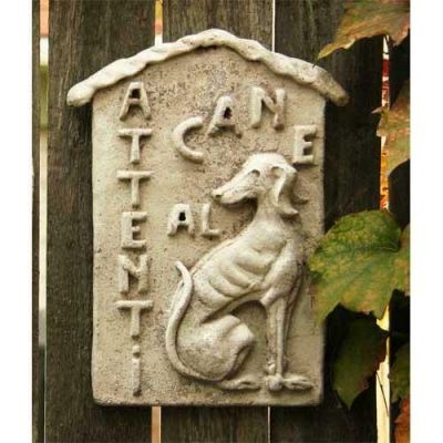 Beware Of Dog Plaque 15in. Fiber Stone Resin Outdoor Wall Mount Statue -  - FS59206